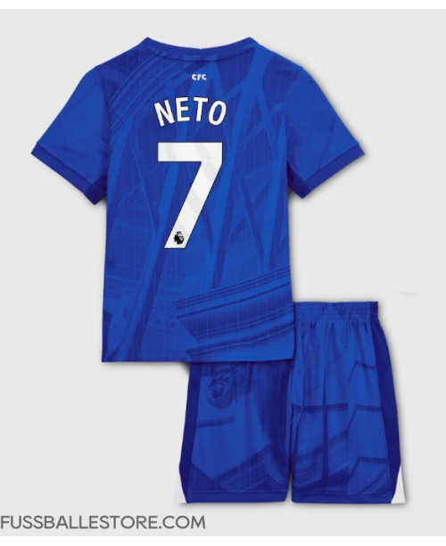 Günstige Chelsea Pedro Neto #7 Heimtrikotsatz Kinder 2025-26 Kurzarm (+ Kurze Hosen)